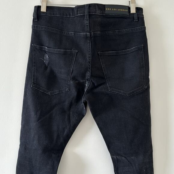 Oro Los Angeles The Wolf Denim Black Skinny Distressed Jeans 28 - Picture 6 of 9